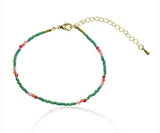 Zefina Nalin Green 14k forgyldt armbånd med grønne perler, 16,5 cm + 5 cm extension