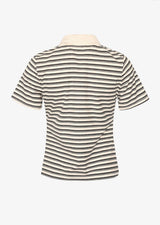 Noella - Leyna polo top - sugar grey stripe