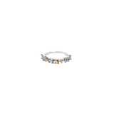 Zefina Diana Baguette ring – forsølvet/rhodineret med brune, lyseblå og champagne CZ-sten