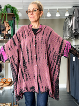 Cofur Diva Tunika rosa bordeaux tie-dye i genanvendt silke
