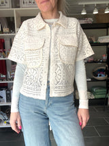 VIMERINDA 2/4 Shirt – Kortærmet Skjorte med Hæklet Look – Birch – VILA