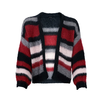 black colour stribet mohair cardigan