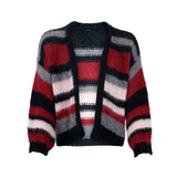 black colour stribet mohair cardigan