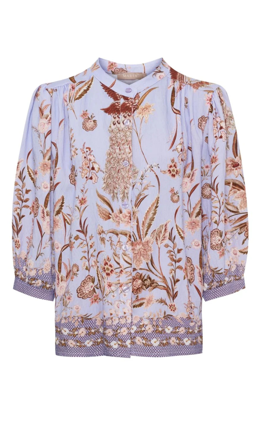 Lyseblå printet dESTINY bluse fra Marta Du Chateau