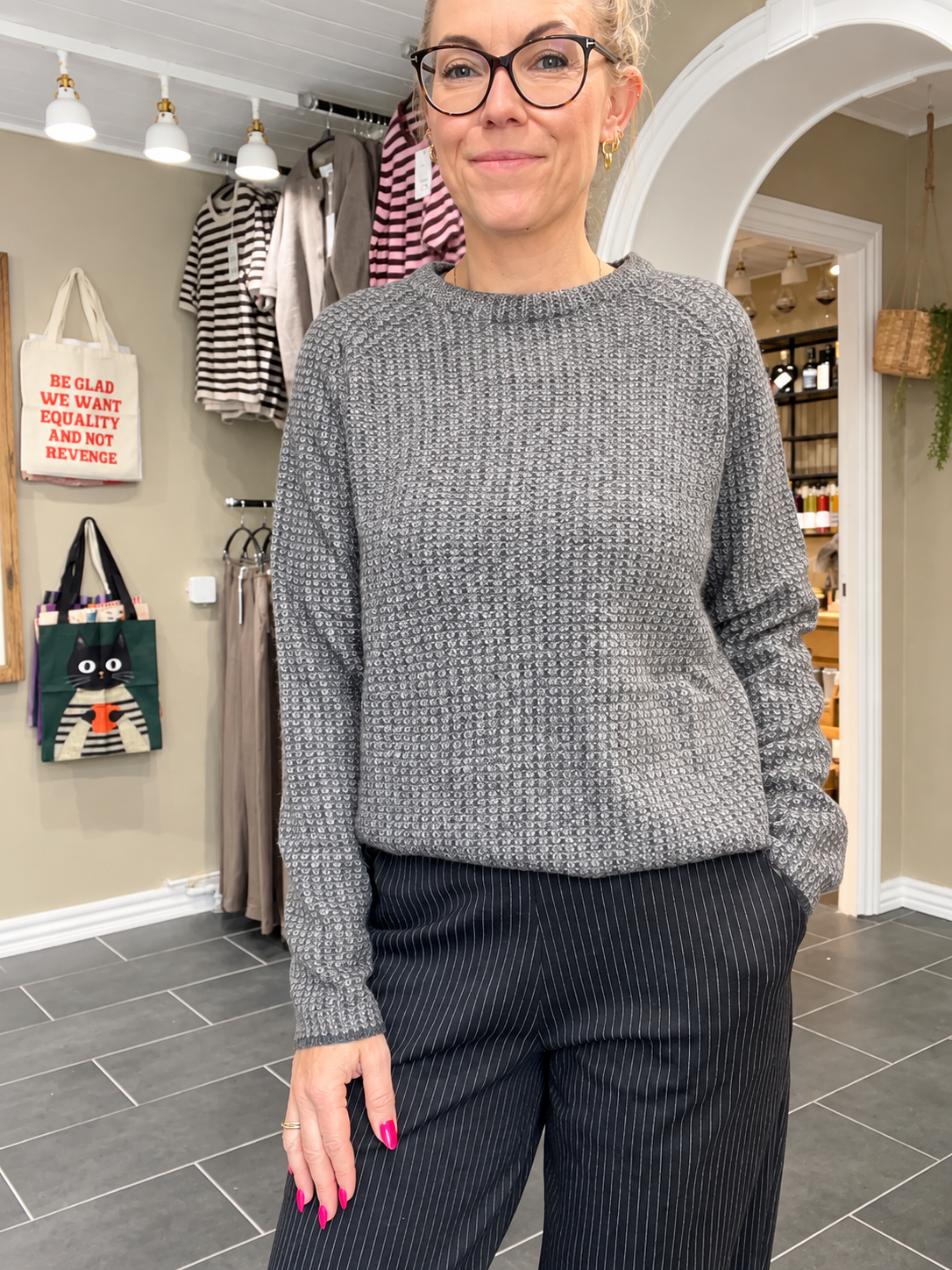 Mansted Zita Yak Strik Cold Grey i 100% yakuld