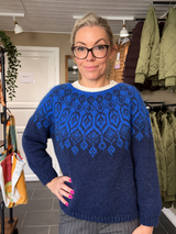 Balustrik unika sweater marineblå kongeblå i norsk uld