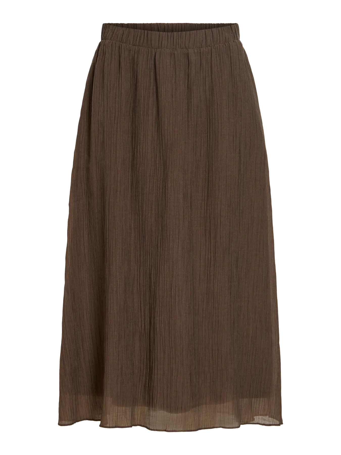 VILA VIDANIRA midi nederdel i mørkebrun chiffon