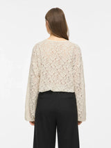 VILA 14118698 Birch top med rund hals og blonde