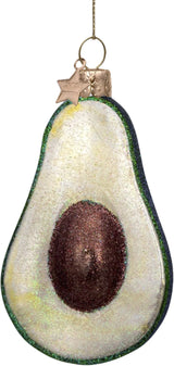 Vondels Ornament Avokado – mundblæst og håndmalet glaspynt i grøn, H7 cm