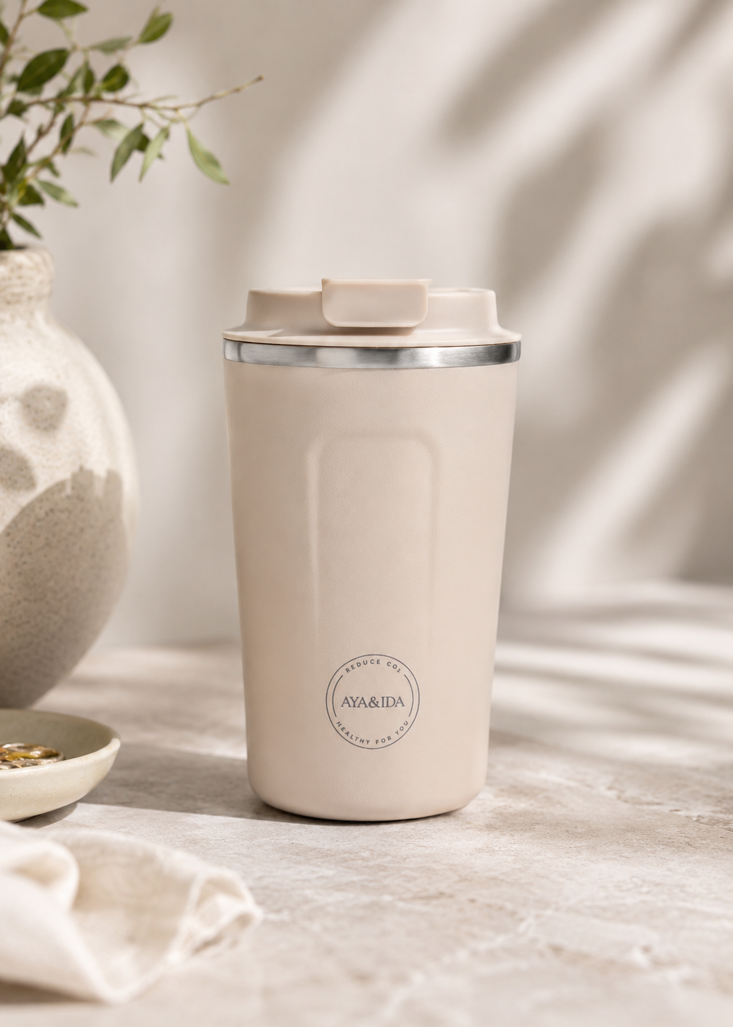 CUP2GO Termokop 380 ml Cream Beige fra AYA&IDA