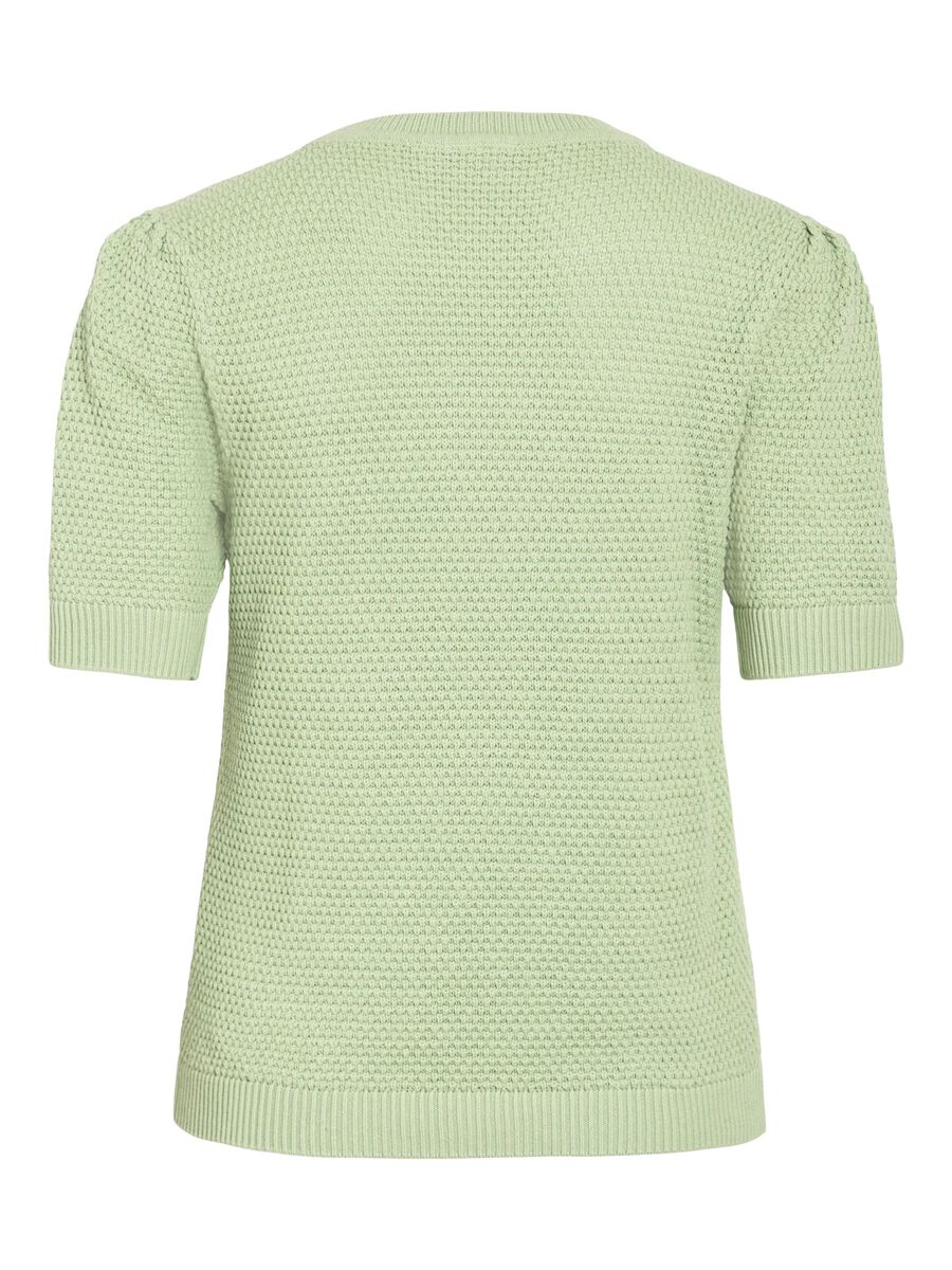 Vidalo knit top fra VILA smoke green kortærmet strik bluse dame