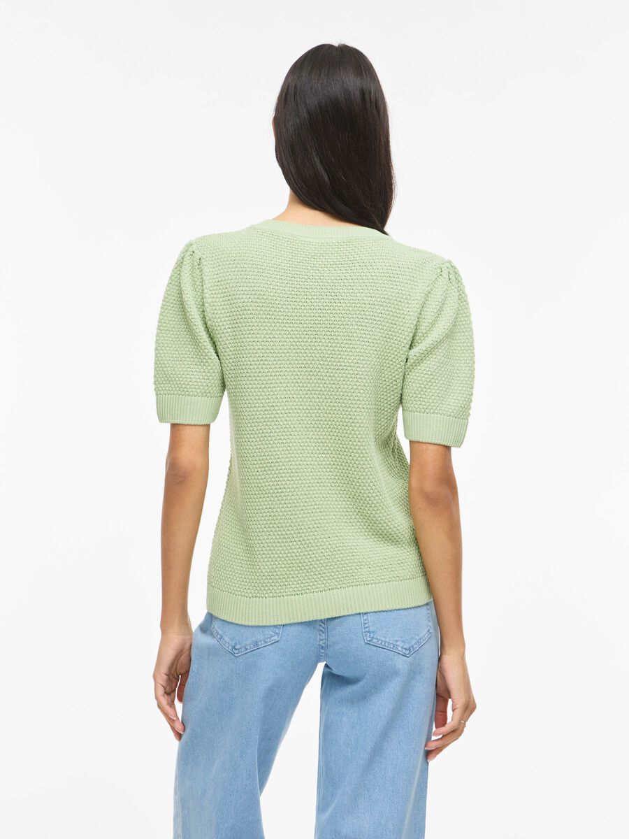 Strik bluse dame fra VILA Vidalo smoke green i blød bomuld