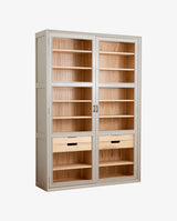 VIVA vitrineskab høj grå natur med glaslåger og hylder