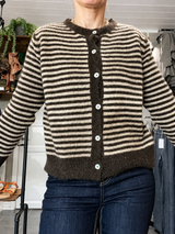 Black Colour Dell Striped Knit Cardigan 1245 – Coffee