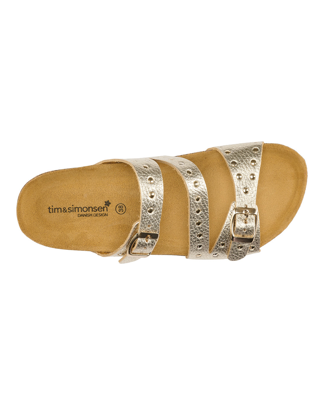 Platino sandal med gulddetaljer
