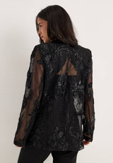 VILA Black Beauty pailletblazer med lange ærmer