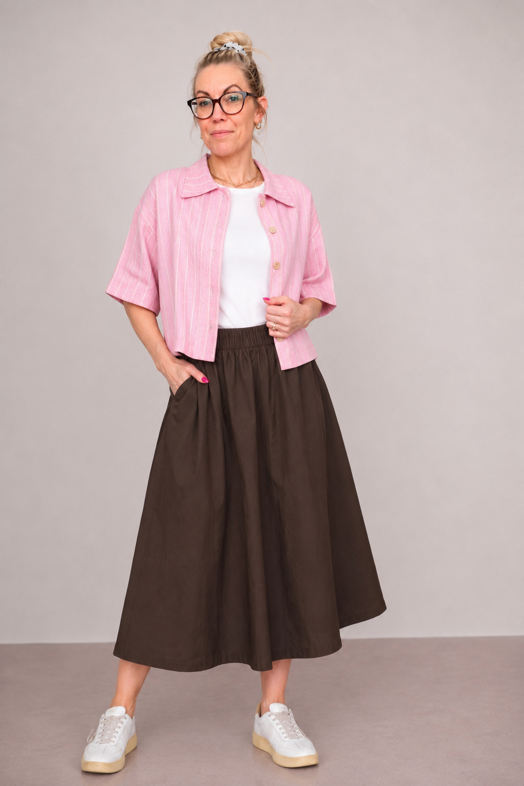 VISOPHIE HW ANKLE SKIRT – Coffee Bean – Økologisk Bomuldsnederdel fra VILA