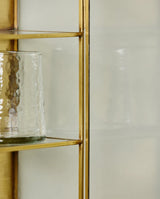 Elegant vægskab guld med glas sider og hylder