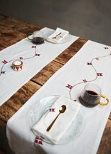 Speedtsberg Fyrfadsstage Tromme 202402 – håndmalet keramikstage i rød, hvid og guld (2ass)