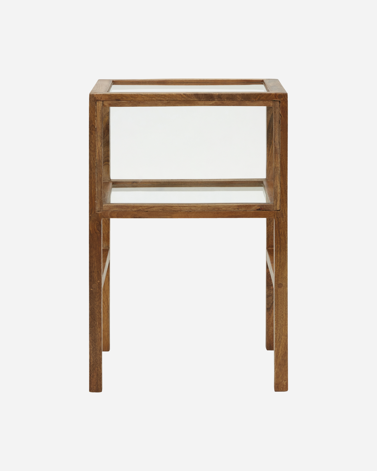 House Doctor HDMontre sidebord i antik brun mangotræ med glaspartier og glashylde, 38×60×28 cm