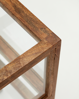 House Doctor HDMontre sidebord i antik brun mangotræ med glaspartier og glashylde, 38×60×28 cm