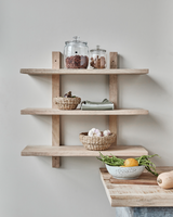 House Doctor HDSet væghylde i naturligt mangotræ med 3 åbne hylder, 75×75×25 cm