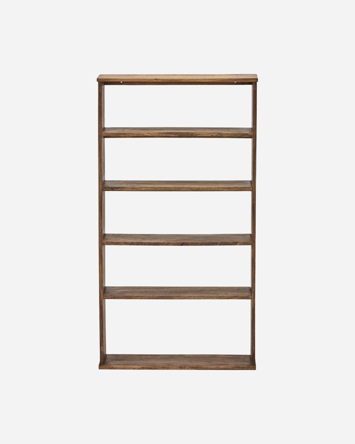 House Doctor HDBalance reol i antik brun mangotræ med rillede sider og 5 hylder, 130×70×18 cm