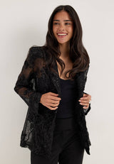 VILA elegant sort blazer med broderi og pailletter
