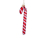 Vondels Candy Cane ornament i rød glas med hvid glitter H14 cm
