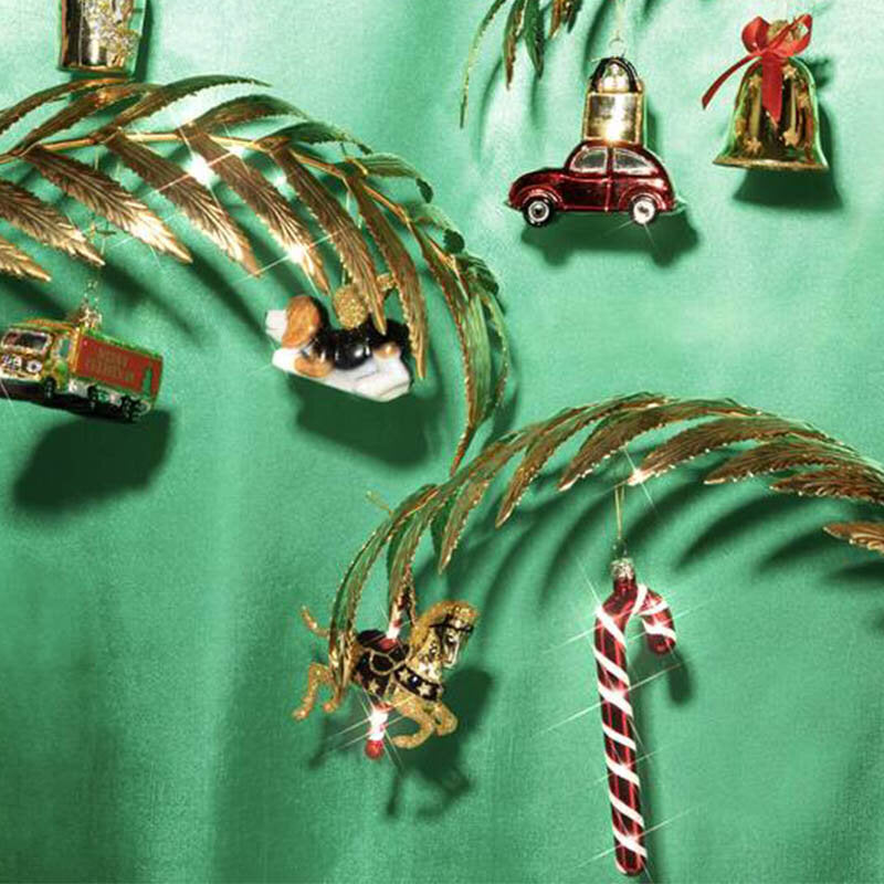 Vondels Candy Cane ornament i rød glas med hvid glitter H14 cm
