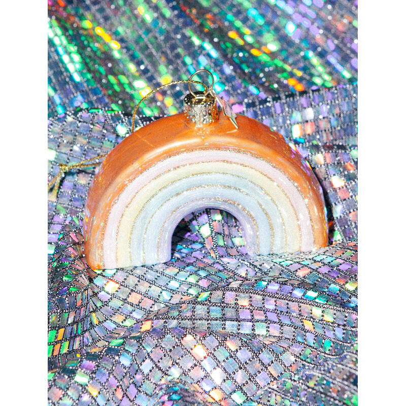 Vondels Ornament Rainbow – mundblæst glaspynt i multi soft color, H6 cm