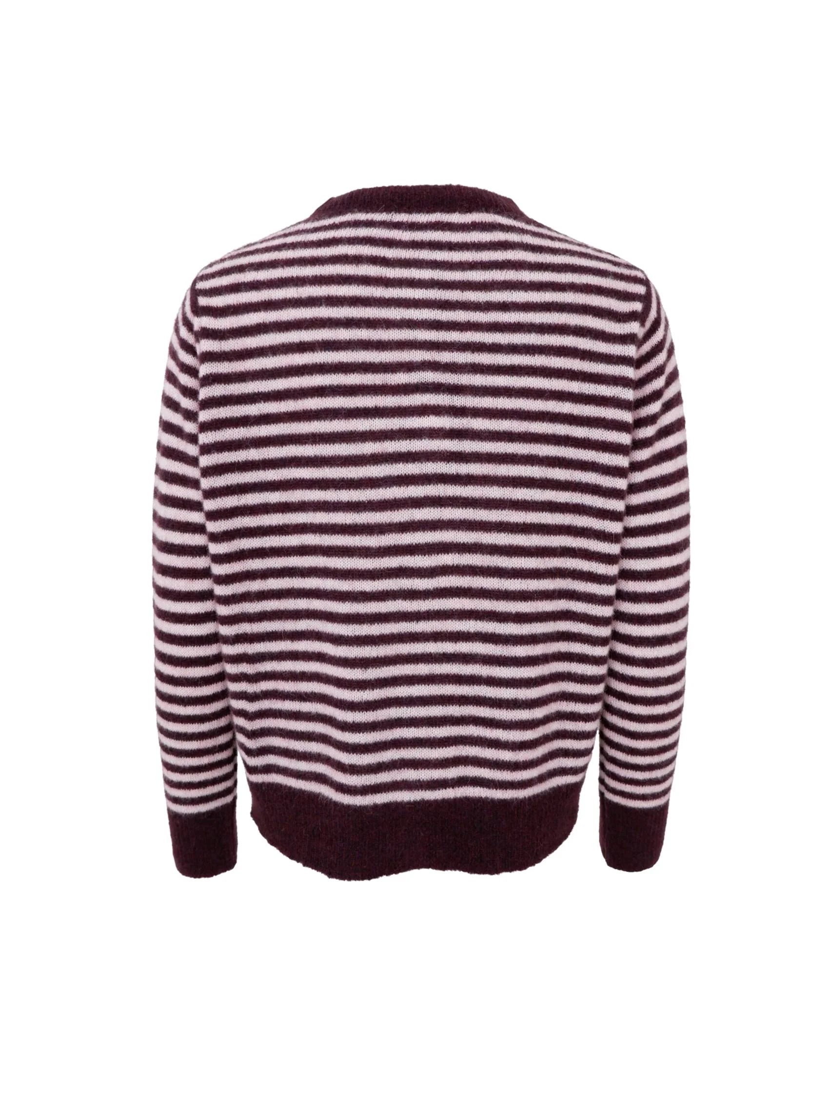 Black Colour stribet cardigan i Plum med alpaka og merinould