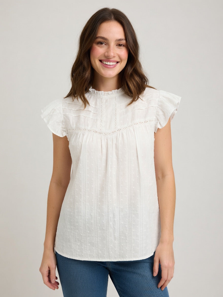 Feminin hvid sommerbluse fra VILA