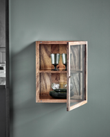 House Doctor HDMontre kasse til ophæng i naturligt mangotræ med hærdet glas, 2 hylder, 51×40×26 cm