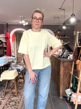 VILA VILIGA 2/4 O-Neck Knit Top – Pastel Yellow Strikbluse