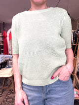 VILA VIDALO O-NECK S/S Knit Top 14084421 – smoke green