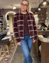 Street One Fake Fur Jkt w Check 213107 – Rustic Rouge