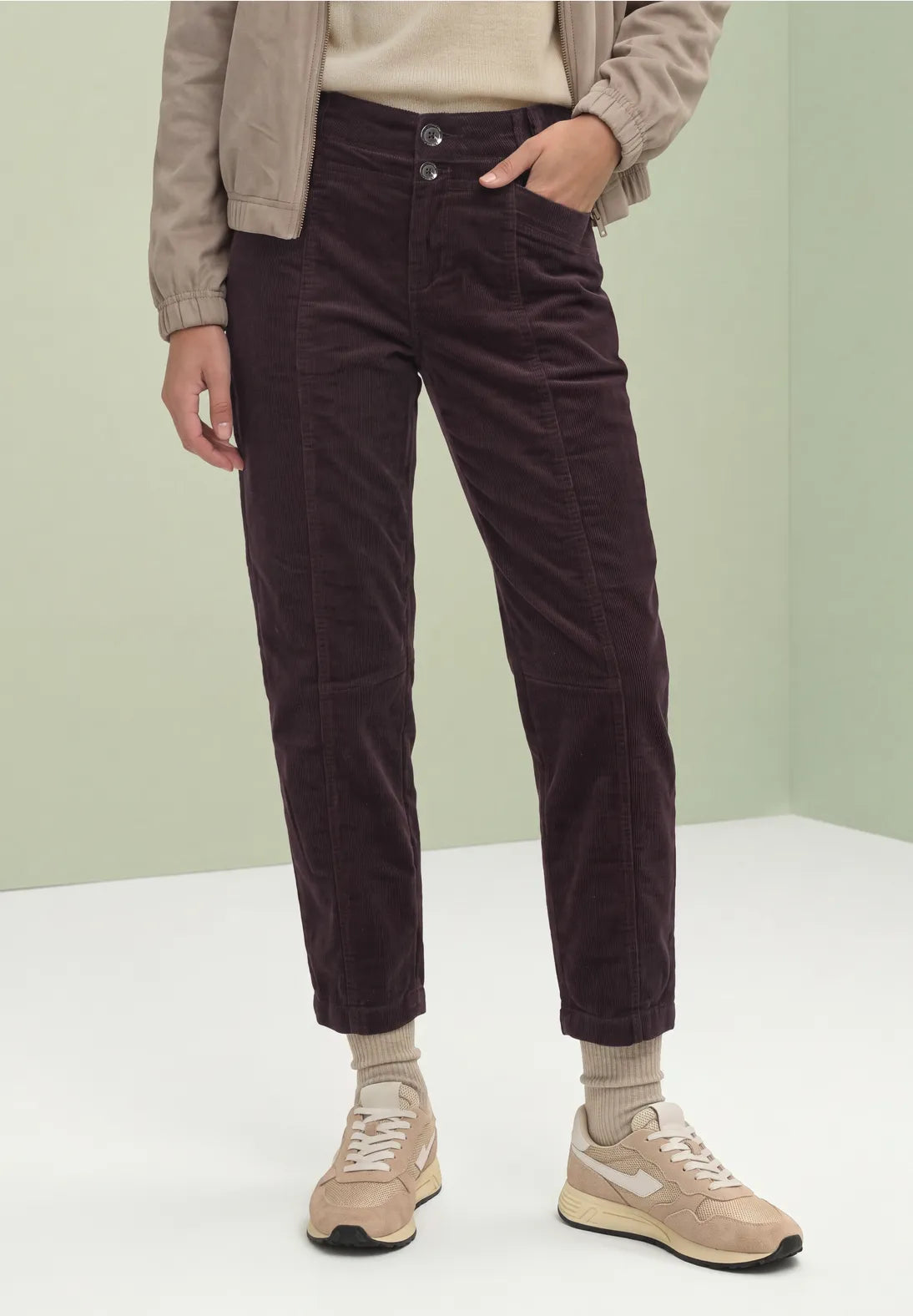 Street One Karlie Barrel Fløjlsbukser 380887 Ruby Wine L28
