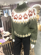 Håndstrikket Balustrik sweater i islandsk uld med pote-mønster