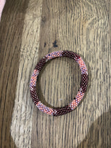 Le Mosch Nepal armbånd – rosa, håndlavet roll-on i glasperler
