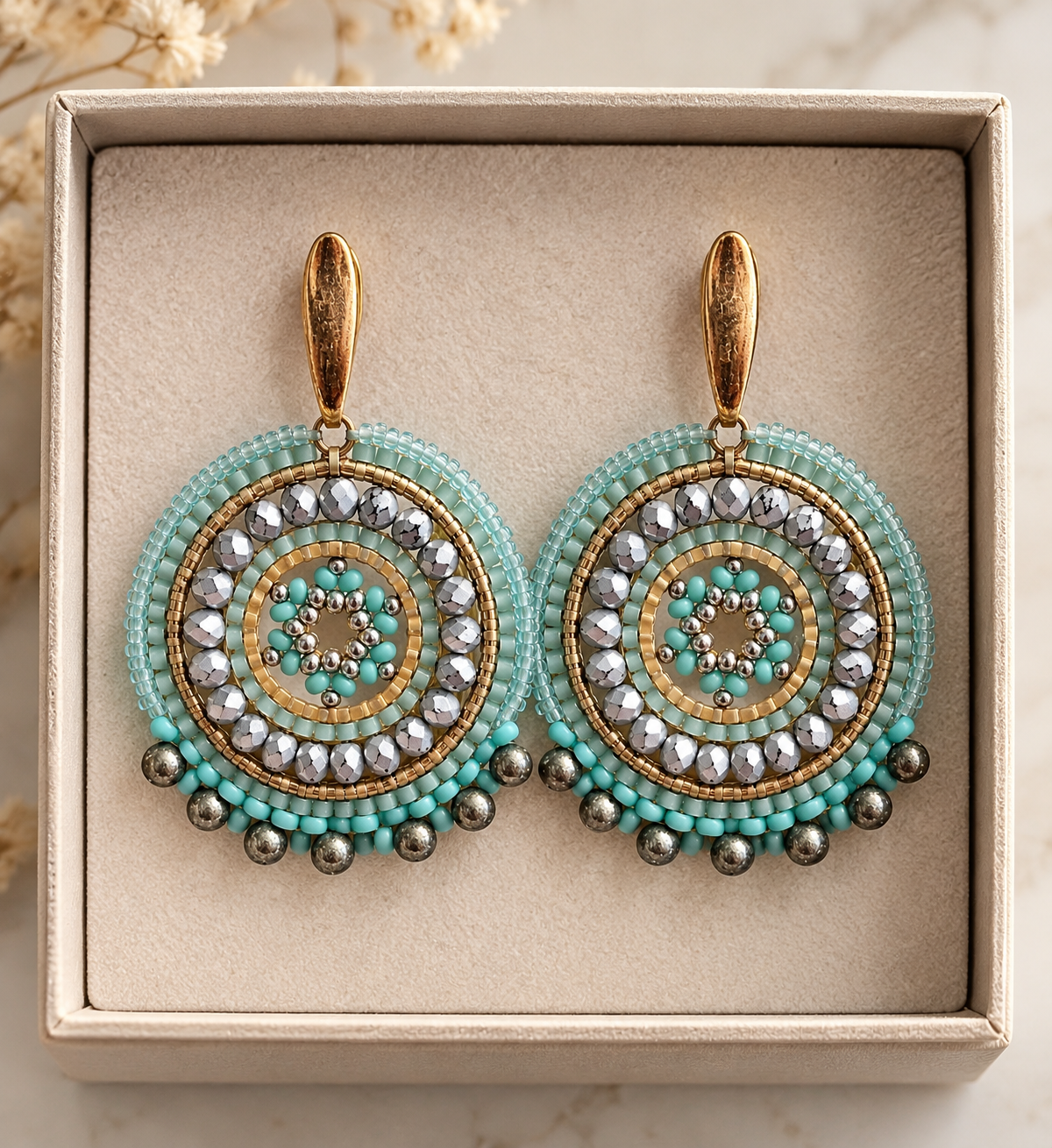 Maq Jewelry Forgyldt Ørering | Turkis, Guld & Sølv – Håndlavet Unika