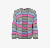 Therese Striped Cardigan i Multi Grey fra Black Colour