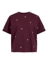 Bordeaux bomulds-T-shirt fra VILA