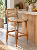 House Nordic Derby Counterstol i teak og PE-rattan natur