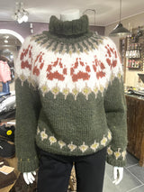 Håndstrikket Balustrik sweater i islandsk uld med pote-mønster