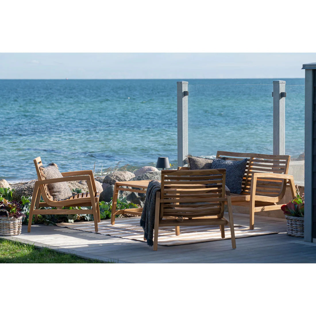 Loungesæt teak natur til have og terrasse