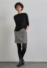 Street One - Maja Bouclé check nederdel - sort/hvid tern