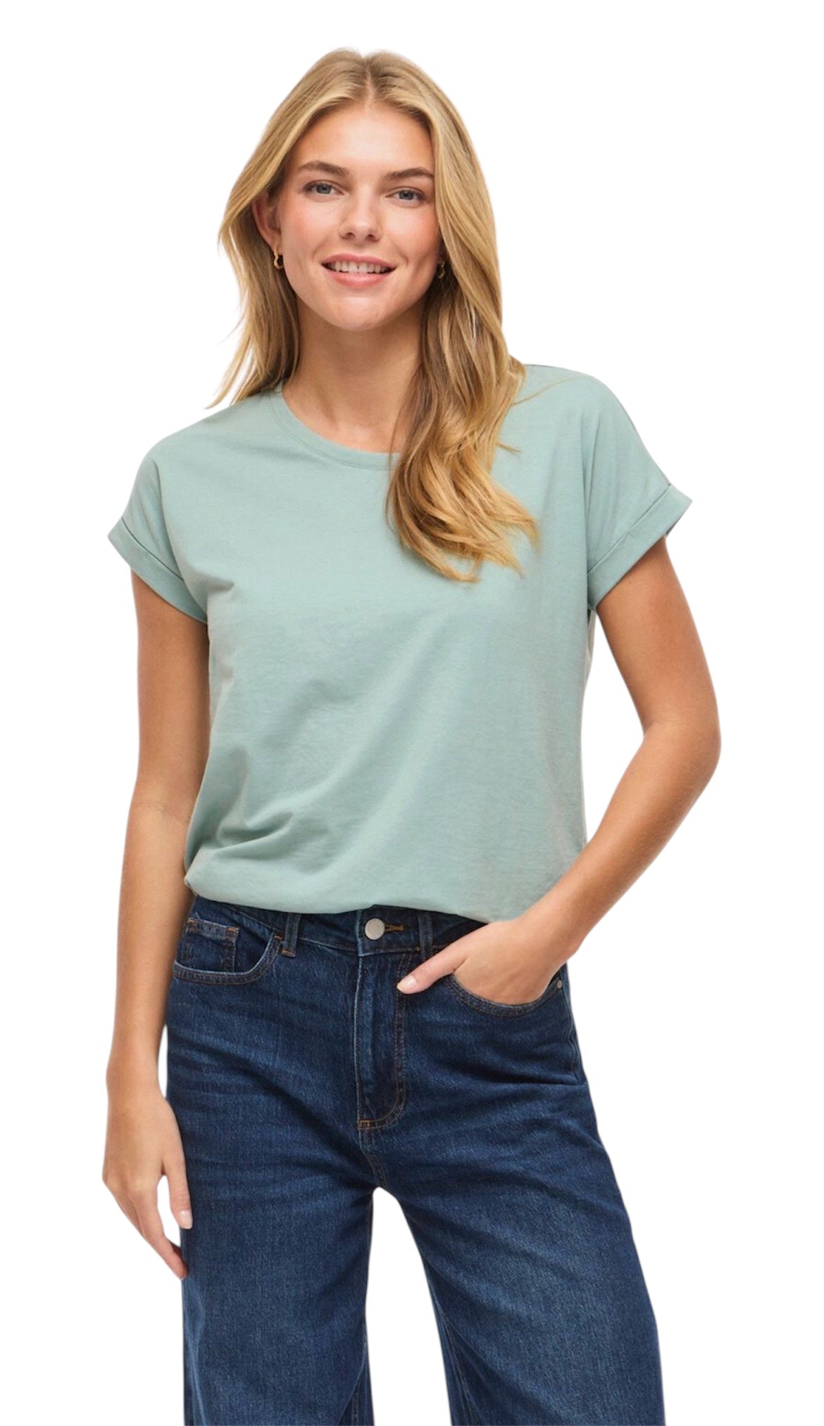 VILA VIDREAMERS T-shirt i lys grøn Blue Surf