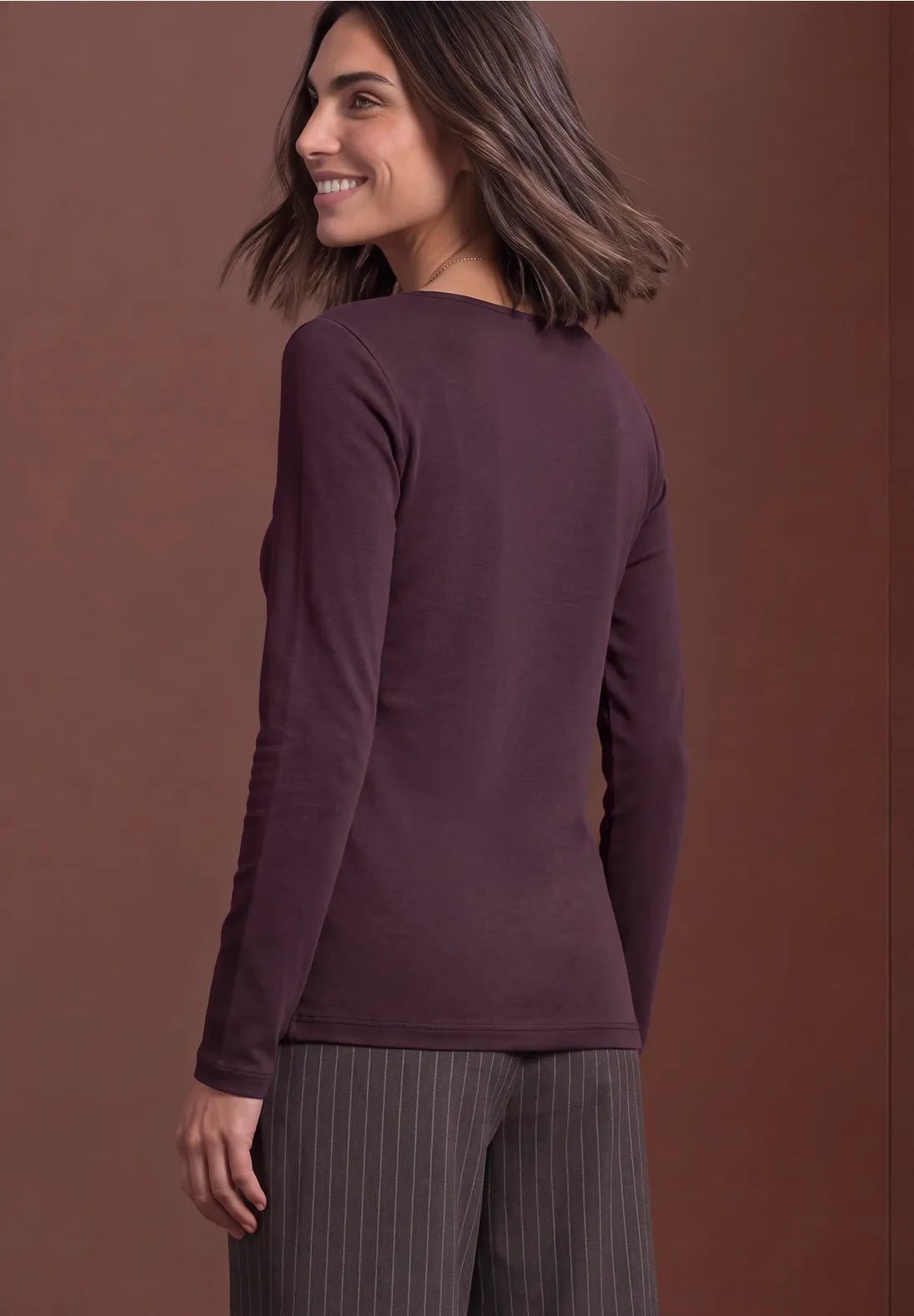 Street One New Lanea bluse i Berry Plum med bådudskæring