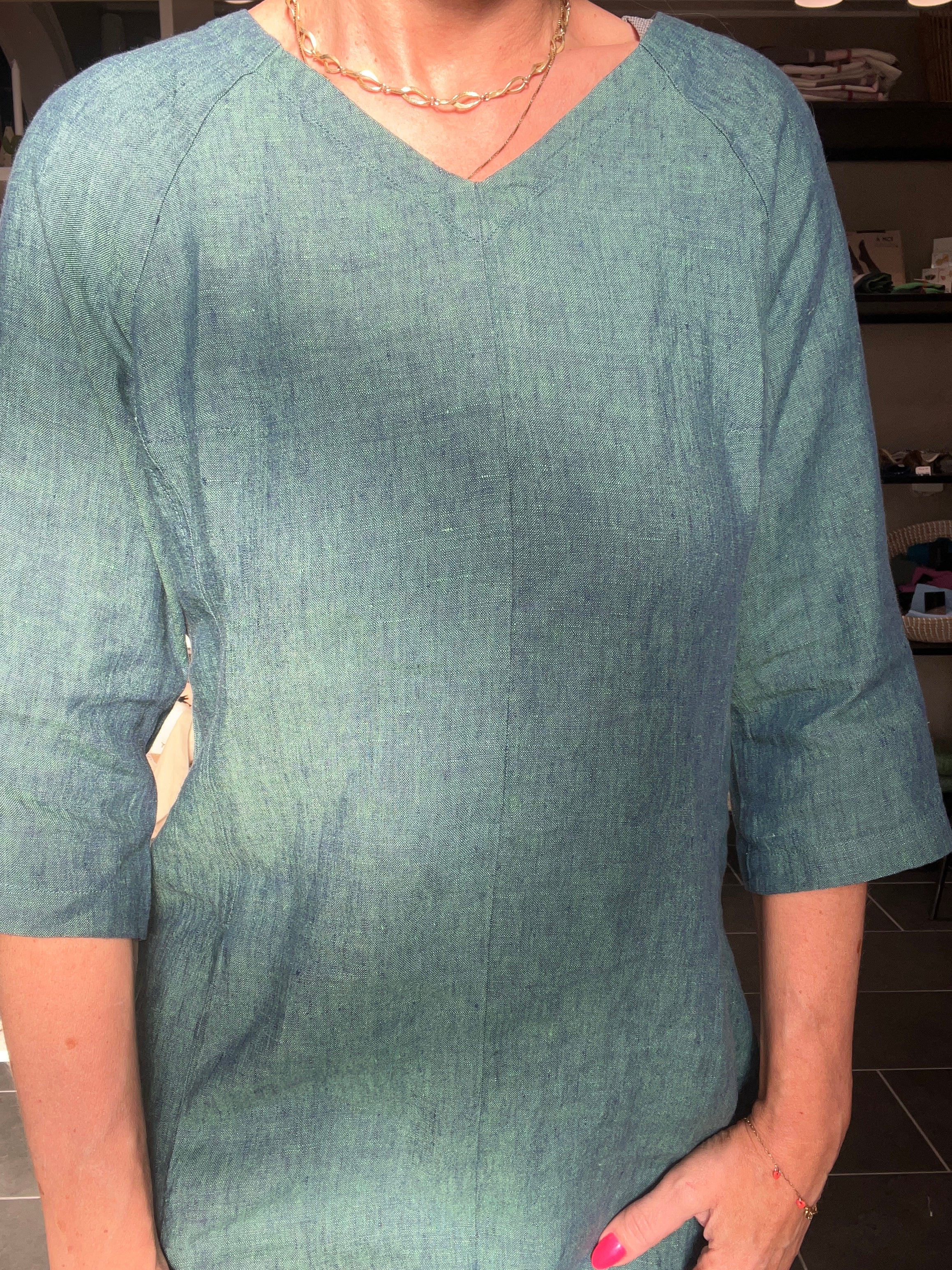 Safa Dress – Figursyet Hørkjole – Emerald Green – GR Nature